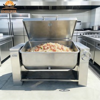 Olla Eléctrica Comercial Basculante con Apagado Automático por Calor, Capacidad de 150L-320L para Estofar Carne y Freír Arroz