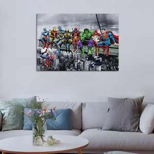 Póster <span class=keywords><strong>de</strong></span> Superhéroes Comiendo en un Rascacielos, Pintura Decorativa en Lienzo, Arte <span class=keywords><strong>de</strong></span> Pared para Sala <span class=keywords><strong>de</strong></span> Estar, Pósteres para Dormitorio - Product Image 6