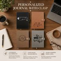 Carnet en similicuir gravable au laser avec fermoir à pression, logo personnalisé gravé au laser, cadeaux de bureau