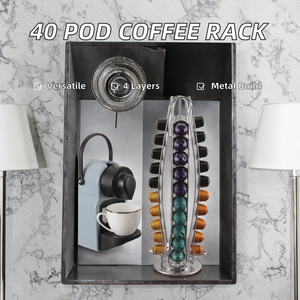 Soporte para <span class=keywords><strong>C</strong></span>ápsulas de Café Nespresso, 40 Piezas, Metálico, Forma Curva, Estante de Almacenamiento de Diez Niveles, Exhibidor Decorativo - Product Image 2