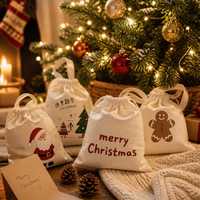Pochette en toile avec cordon de serrage, logo personnalisé CDCT, emballage cadeau de Noël, sac réutilisable écologique, en vrac
