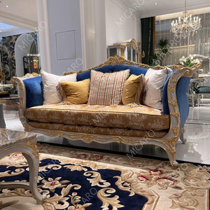 Ensemble <span class=keywords><strong>de</strong></span> canapé en tissu sculpté en bois fait à la main, style européen classique <span class=keywords><strong>de</strong></span> luxe - Product Image 4