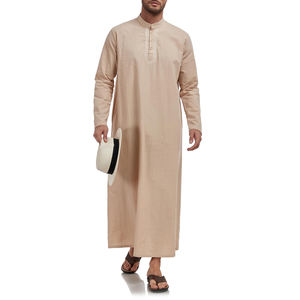 เสื้อผ้าอิสลามพรีเมียมสั่งทำขายส่ง โพลีเอสเตอร์ลำลองสำหรับฤดูร้อน ชุดผู้ชายไซส์ใหญ่ แขนยาว ยาวคลุมเท้า - Product Image 5