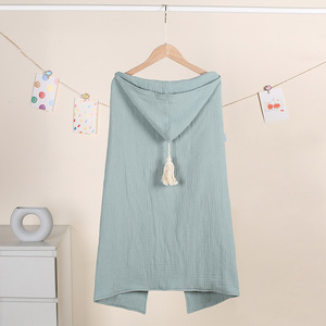 <span class=keywords><strong>Accappatoio</strong></span> per Neonati 100% Cotone 4 Strati Spesso Assorbente in Mussola con Cappuccio Asciugamano da Doccia per Bambini Uso Domestico in Faggio con Nappine - Product Image 2