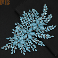 Appliques de fleurs 3D en strass colorées en argent, ornées de pierres précieuses, faites à la main, pour robes (17 couleurs disponibles)