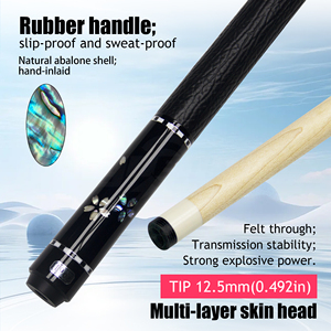 High-end Maple Wood Inlaid Pattern Pool Cue - 12.5mm Tip Uni-loc Joint Black Floral Pattern Billiard Stick - Product Image 2