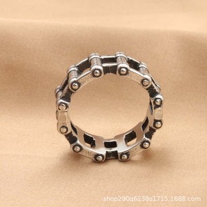 Men's <b>Titanium</b> Steel Motorcycle <b>Chain</b> Ring Retro Punk Style Silver Color Jewelry Gift - Product Image 4