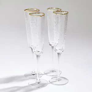 Gold Rimmed Wedding Decorated Drinking Wine Glass Crystal White & Red Wine Glasses Stemmed Wine Glasses Set