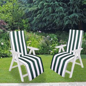 Cuscino per Sdraio da Giardino 46x150 Cm, Spessore 3,5 Cm, Verde e Bianco a Righe, per Sedia da Esterno - Product Image 6