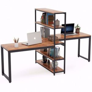 Escritorio de Estudio Grande de Madera Maciza de Arce con Estantería para Libros, Escritorio para <span class=keywords><strong>Trabajar</strong></span> <span class=keywords><strong>desde</strong></span> <span class=keywords><strong>Casa</strong></span>, Estación de Trabajo Moderna - Product Image 1