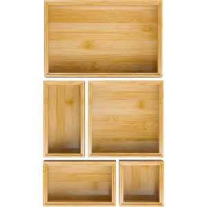 Ensemble de boîtes de <span class=keywords><strong>rangement</strong></span> empilables en bambou personnalisées avec séparateurs pour tiroirs - Product Image 1