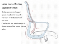 Chaise de bureau de direction au design moderne, ergonomique, dossier moyen en maille, pivotante, avec support lombaire, hauteur réglable, base en acier, 3 vérins à gaz