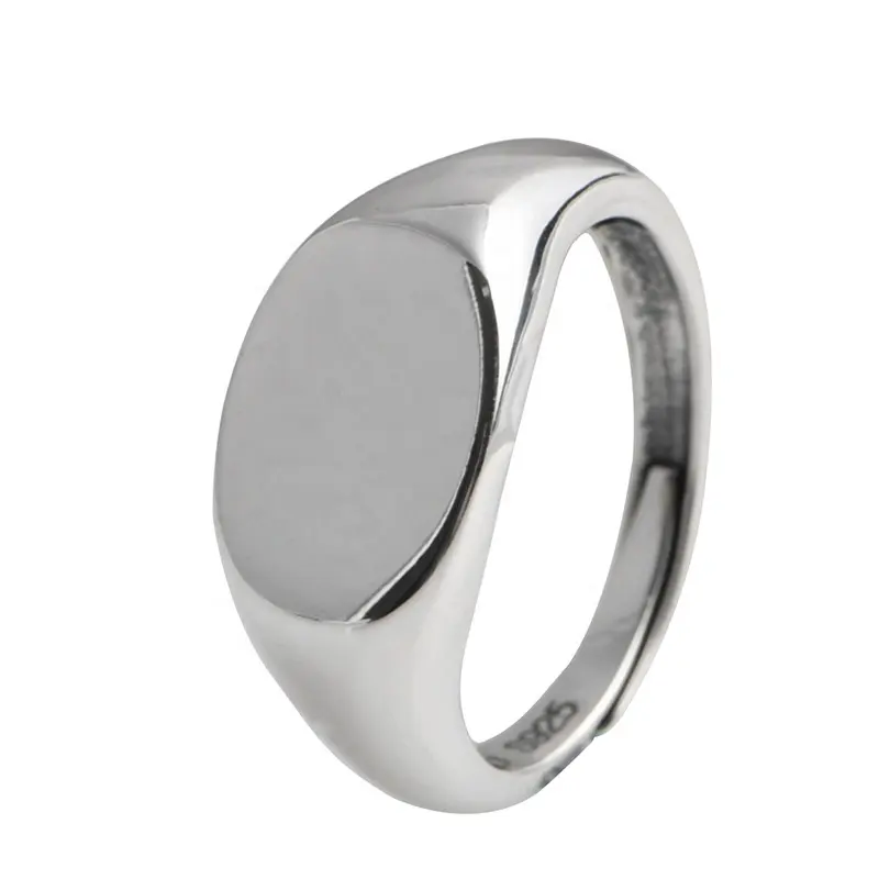 Ring Silver 925 Unique Design 925 Sterling Silver Blank Signet Ring For Men's Customizable Engraved Signet Ring