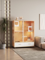 Villa pour chat interactive moderne de luxe avec fenêtre d'observation, construction en bois imperméable, pour chats d'extérieur et petits animaux, grand espace