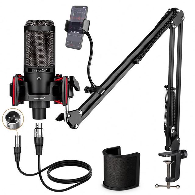 S678 Professional XLR Condenser Microphone Kit-Smart Portable Desktop Conference Microphone for Gaming Live Streaming Church Use