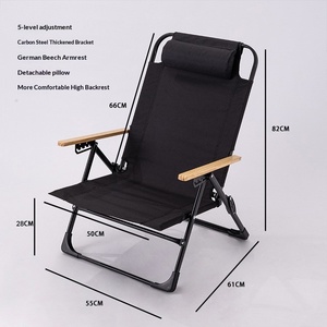 <span class=keywords><strong>Chaise</strong></span> de camping pliante en aluminium pour l'extérieur, inclinable à cinq positions, portable, pour plage, pique-nique, sieste, avec assise surélevée et élargie - Product Image 3