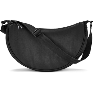 क्रॉसबॉडी कंधे बैग पुरुष महिला काले मध्यम क्रेसेंट शैली वास्तविक चमड़े के जिपर बंद पत्र पैटर्न लोगो पानी-सरीसृप - Product Image 1