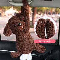 Boîte à mouchoirs de voiture mignonne, boîte à mouchoirs créative et adorable en peluche de chien en peluche pour accoudoir de voiture, siège suspendu, accessoires de boîte à mouchoirs