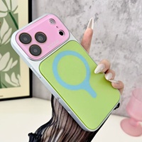 Coque de téléphone magnétique en acrylique multicolore pour iPhone 18 Pro, motif color block mat, antichoc, protection intégrale, compatible charge sans fil