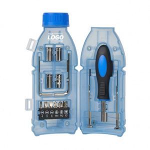 Ensemble de tournevis en forme de bouteille personnalisé : 1 ensemble d'outils de réparation ménagers, compacts et portables - Cadeau promotionnel idéal - Product Image 1