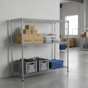 رف تخزين صناعي ثلاثي الطبقات قابل للتعديل من الأسلاك الفولاذية المتينة - Product Image 3