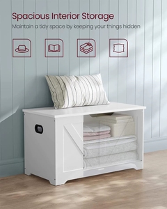 <span class=keywords><strong>Coffre</strong></span> de rangement en bois 15.7x31.5x18.1 pouces <span class=keywords><strong>Style</strong></span> ferme 2 charnières de sécurité banc de rangement pour entrée chambre salon - Product Image 4