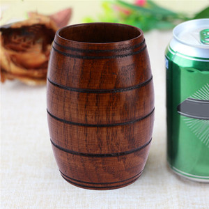 Creativo de barril de vino forma de azufaifa de madera copa natural retro hechos a mano gran barriga café taza de cerveza - Product Image 5
