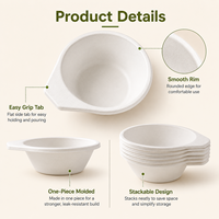 Bol doseur jetable en bagasse avec poignée, plat de pesée biodégradable en pulpe pour échantillonnage de poudres en laboratoire et cosmétiques