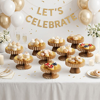 Ensemble de supports à dessert en papier nid d'abeille, pliables, pour servir des gâteaux lors de fêtes, écologiques, réutilisables, pour mariage, anniversaire, Halloween, Pâques, Noël