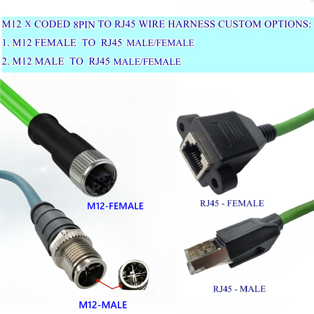 X CODE MALE/FEMALE TO RJ45 MALE(8pin)