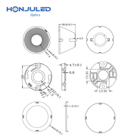 Réflecteur LED en plastique PMMA HONJU HZ-45-H32.7mm 45mm, options 15/24/36/45/60 degrés, indice de protection IP55, garantie de 2 ans