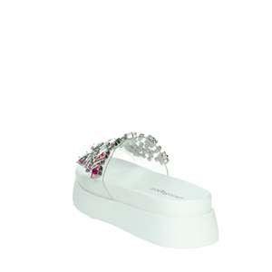 Sandali da Donna Laura Biagiotti con Tacco Basso, Bianchi con Cristalli e Plateau - Product Image 2