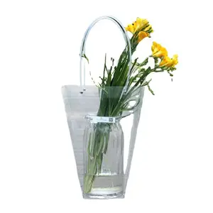 Cheap Wholesale PVC Transparent waterproof flower plastic gift tote packing bag