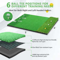 Tapis d'entraînement de golf 3 en 1 : Tapis de frappe, Fairway, Rough, Tee, Gazon d'entraînement, Intérieur/Extérieur