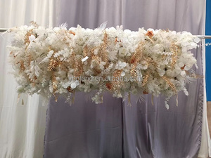 Décoration de mariage 3D 5D, panneau mural <span class=keywords><strong>en</strong></span> feuilles d'eucalyptus artificielles, effet de brouillard, de givre et de feuilles, toile de fond murale, herbe de la pampa artificielle blanche - Product Image 5