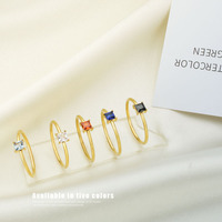 Bague géométrique punk pour femme en acier titane de haute qualité avec incrustation de zircon petit carré, bijoux en acier inoxydable pour cadeaux de mariage