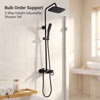 Ensemble de douche moderne noir mat en laiton massif, haute pression, rotation à 360°, effet pluie, 3 voies, réglable en hauteur, pour salle de bain, vente en gros