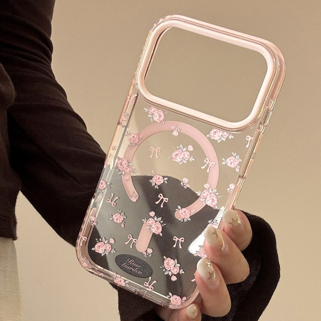 2026 New Luxury Flower Print Soft TPU Magnetic Phone case for iPhone 17 Pro Max 16 15