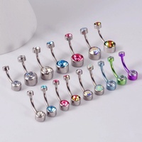 Anneaux de nombril en titane massif G23 à filetage interne, double zircon serti clos, bijoux de piercing pour nombril, mode enfantine