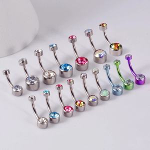 Anillos <span class=keywords><strong>de</strong></span> ombligo con rosca interna <span class=keywords><strong>de</strong></span> <span class=keywords><strong>titanio</strong></span> sólido G23, conjunto <span class=keywords><strong>de</strong></span> bisel <span class=keywords><strong>de</strong></span> doble circón superior, joyería para <span class=keywords><strong>Piercing</strong></span> en el ombligo - Product Image 3