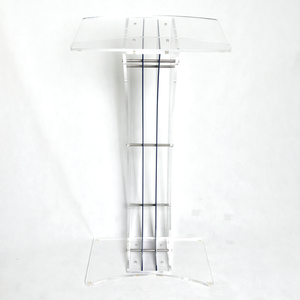 Pupitre en acrylique durable, présentoir transparent en acrylique avec lutrin moderne bleu en forme de faucille pour présentations, églises, mariages - Product Image 3