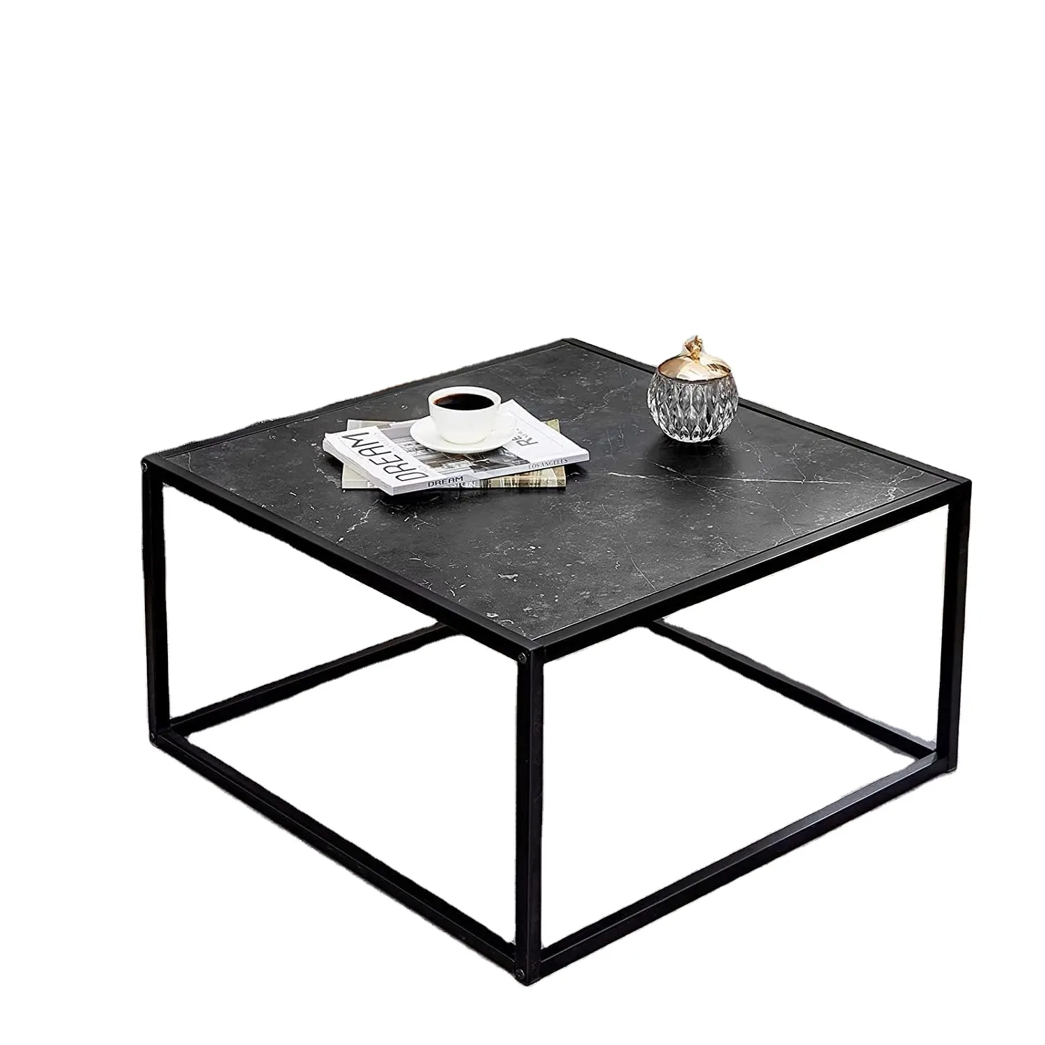 Siyah sehpa, küçük kare sehpa, minimalist modern yemek masası