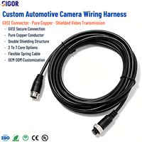 Custom Automotive Camera Wiring Harness GX12 Connector 1-20m Pure Copper Shielded Video Extension Cable for Truck Bus Monitoring