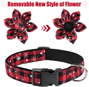 HIPHOPPET, venta al por mayor, <span class=keywords><strong>Collar</strong></span> navideño para mascotas, copo de nieve, pajarita, patrón Floral, collares de hebilla separables ajustables para perros y gatos - Product Image 4
