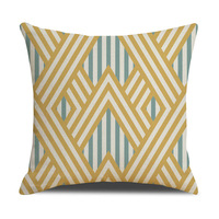 Housse de coussin décorative YINUAN moderne à rayures géométriques, motif losanges et chevrons, en polyester avec fermeture éclair