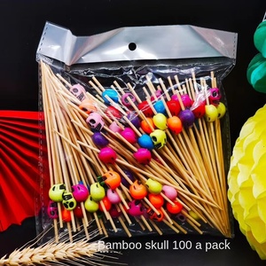 Bâtonnets <span class=keywords><strong>de</strong></span> bambou jetables écologiques Signe <span class=keywords><strong>de</strong></span> cocktail <span class=keywords><strong>de</strong></span> fruits Rouge Jaune Chaîne d'insertion <span class=keywords><strong>de</strong></span> gâteau Manche en plastique Naturel sain Vente en gros - Product Image 6