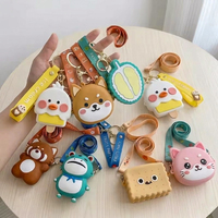 Porte-monnaie compact en silicone fait main avec logo personnalisé, motifs dessin animé (canard, panda, grenouille), porte-clés, sac bandoulière pour enfants, rangement pour écouteurs