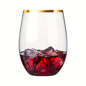 Flûtes à Champagne en Plastique Incassables de 10 OZ, Bord Doré, Sans Tige, pour Toasts de Mariage - Product Image 6