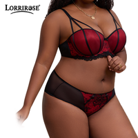 Ensemble soutien-gorge à armatures grande taille, bonnet couvrant avec maintien latéral, soutien-gorge push-up anti-affaissement avec détails sexy à bretelles