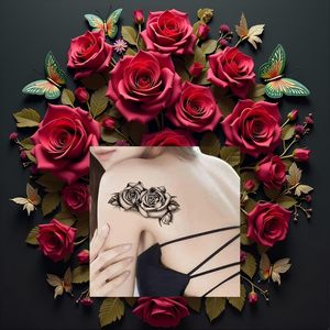 Tatuajes Temporales Personalizados al por Mayor, Resistentes al Agua, con Diseño de Rosas Negras Sexys, Multifuncionales - Product Image 3